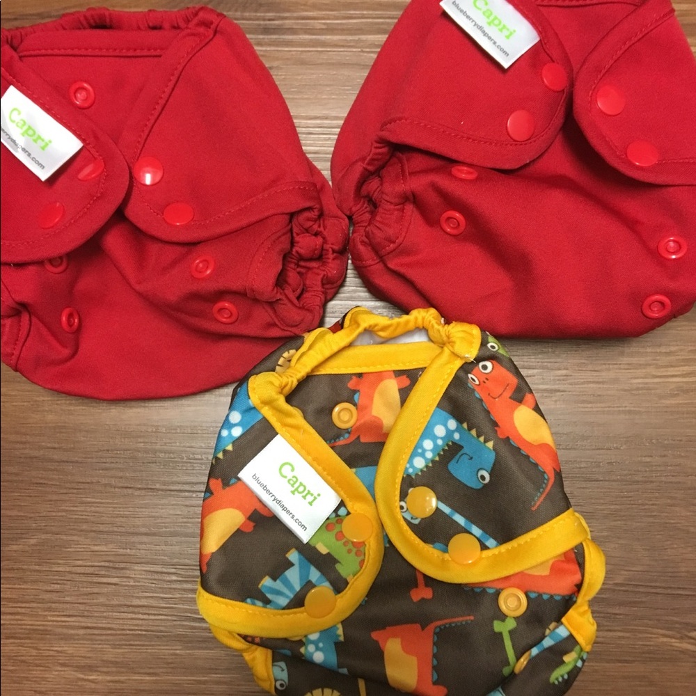 3 Blueberry Capri Size 1 Diaper Covers